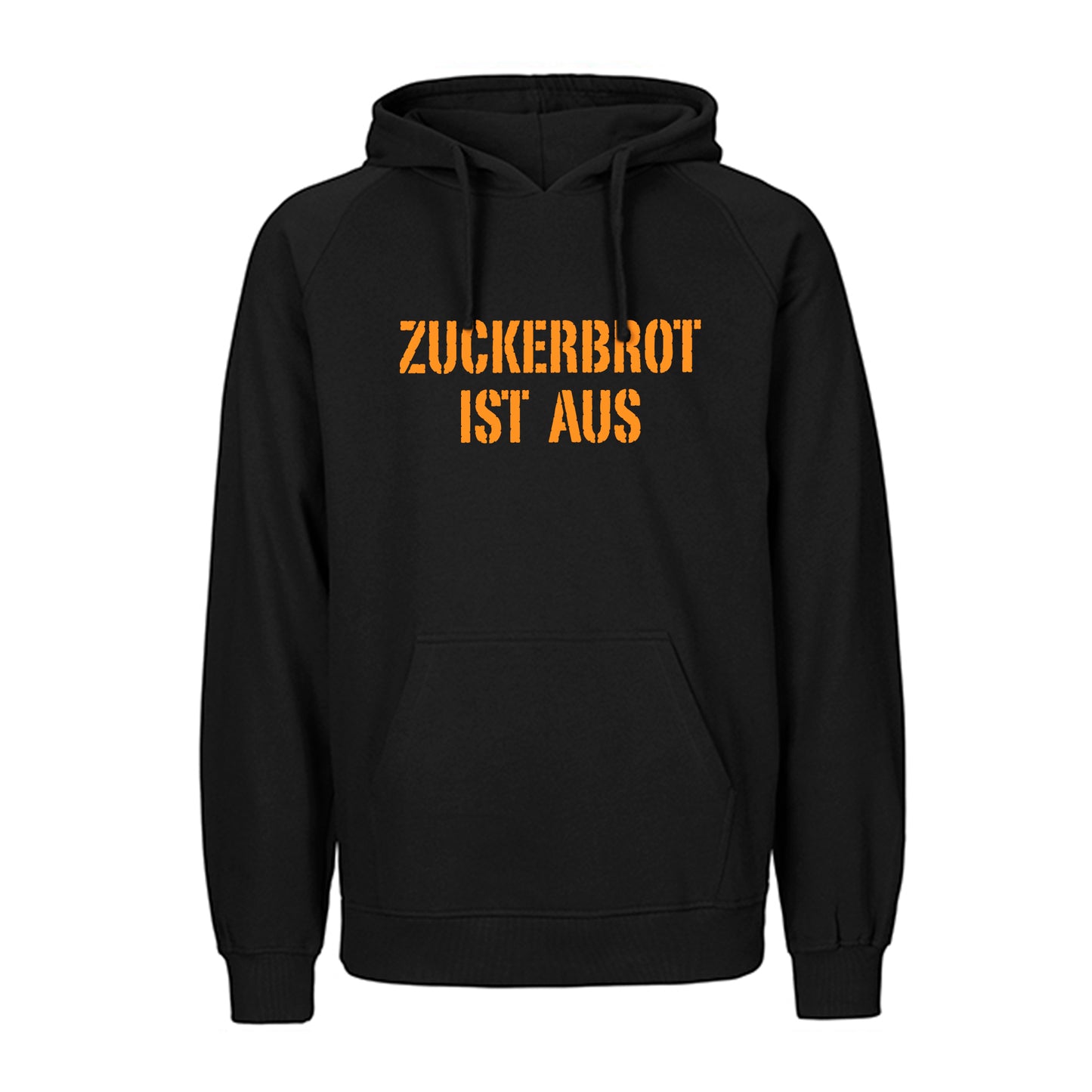 FairTrade Kapuzenpulli/Hoodie 'ZUCKERBROT IST AUS' 100% Bio-Baumwolle