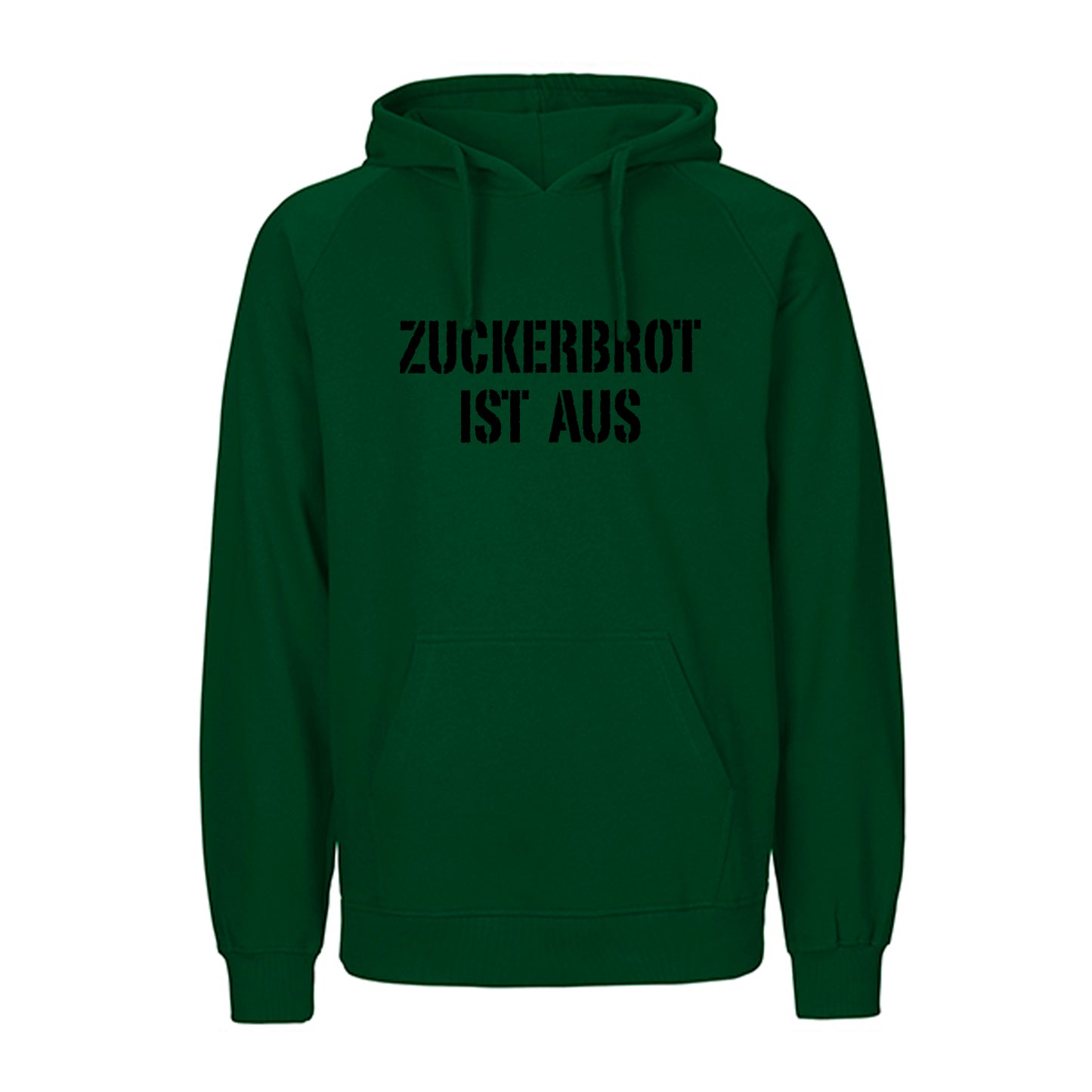 FairTrade Kapuzenpulli/Hoodie 'ZUCKERBROT IST AUS' 100% Bio-Baumwolle