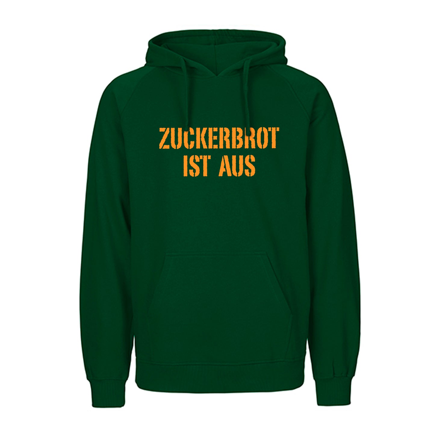 FairTrade Kapuzenpulli/Hoodie 'ZUCKERBROT IST AUS' 100% Bio-Baumwolle