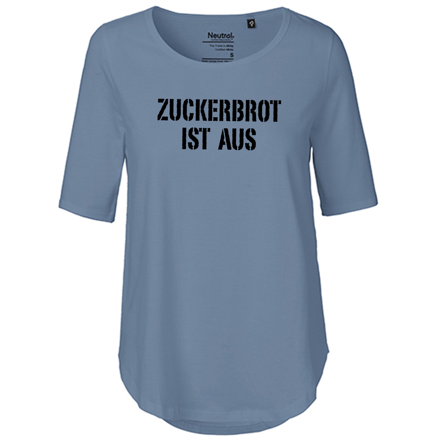 T-Shirt Damen FairTrade Oversized Half Sleeve "Zuckerbrot ist aus"