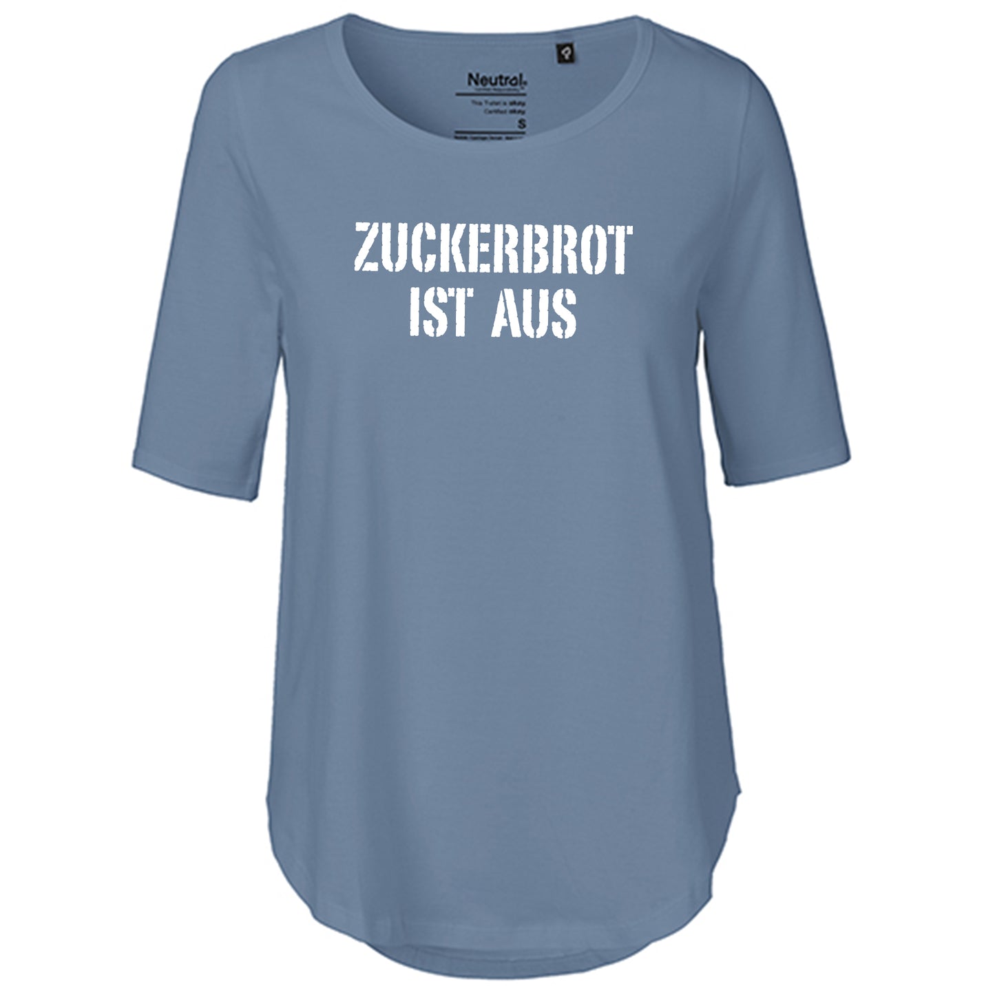 T-Shirt Damen FairTrade Oversized Half Sleeve "Zuckerbrot ist aus"