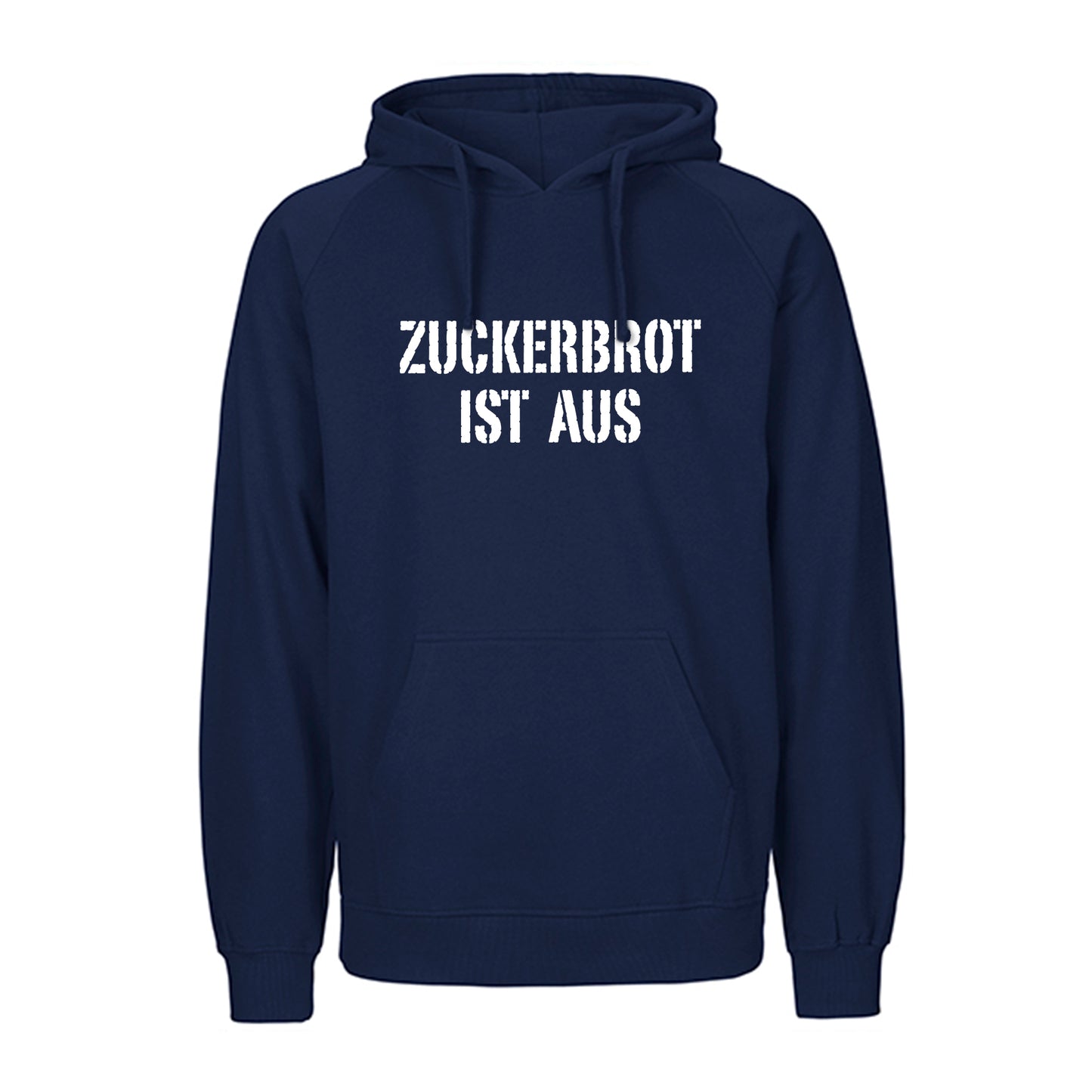 FairTrade Kapuzenpulli/Hoodie 'ZUCKERBROT IST AUS' 100% Bio-Baumwolle