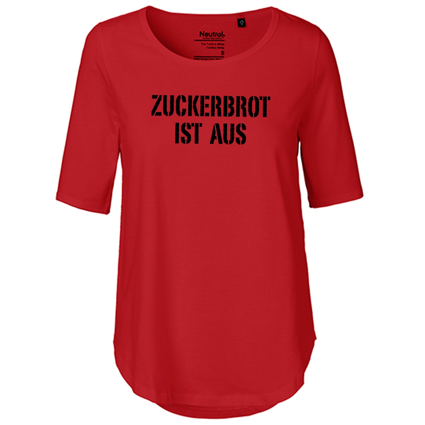 T-Shirt Damen FairTrade Oversized Half Sleeve "Zuckerbrot ist aus"