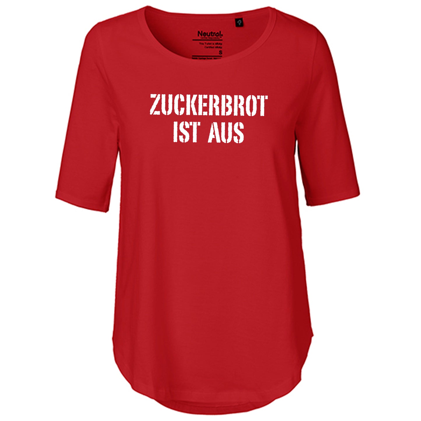 T-Shirt Damen FairTrade Oversized Half Sleeve "Zuckerbrot ist aus"