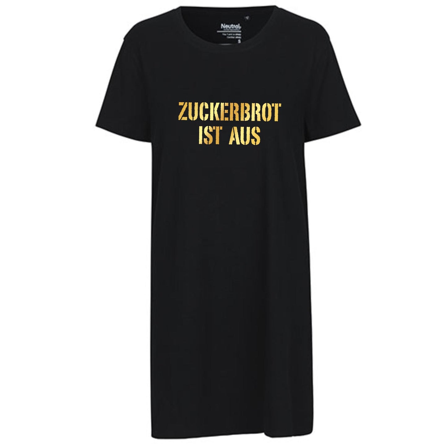 Ladies´ Long Length T-Shirt | 'ZUCKERBROT IST AUS' | Bio-BW