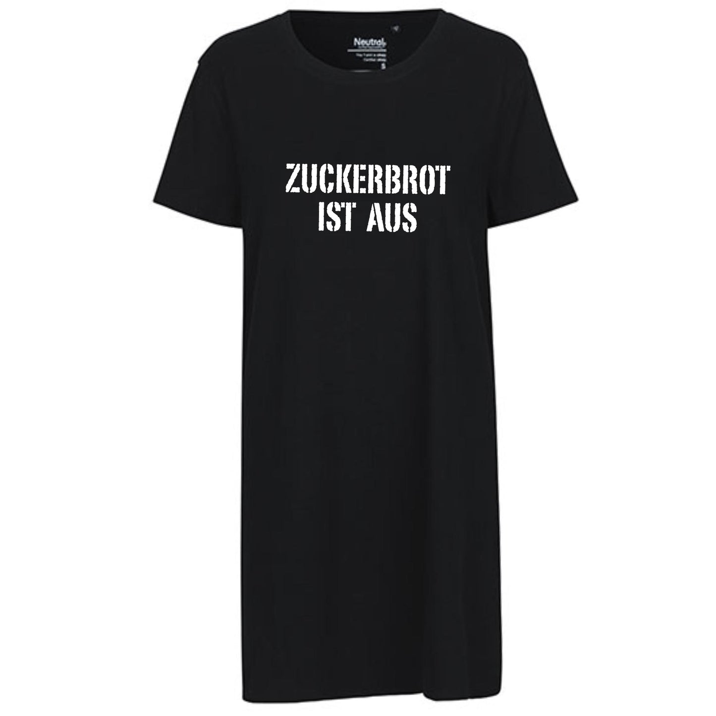 Ladies´ Long Length T-Shirt | 'ZUCKERBROT IST AUS' | Bio-BW