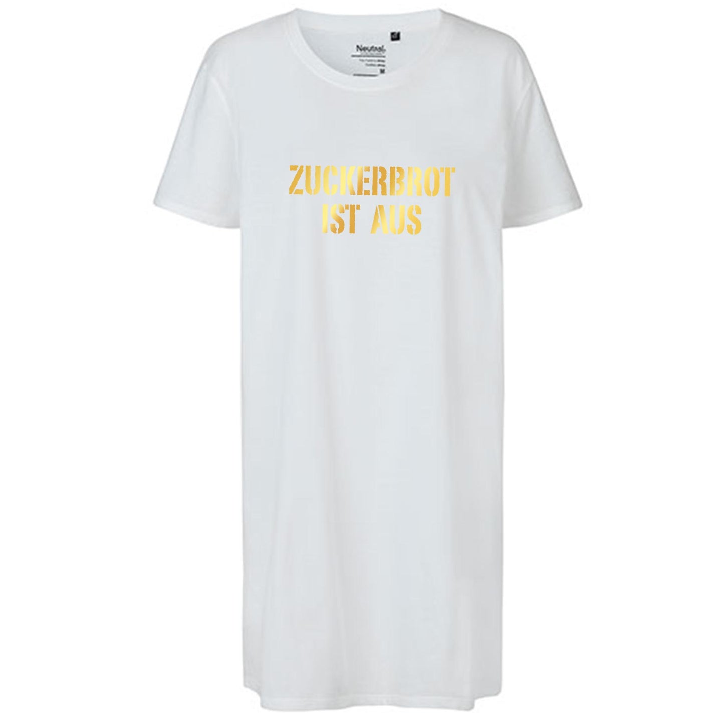 Ladies´ Long Length T-Shirt | 'ZUCKERBROT IST AUS' | Bio-BW
