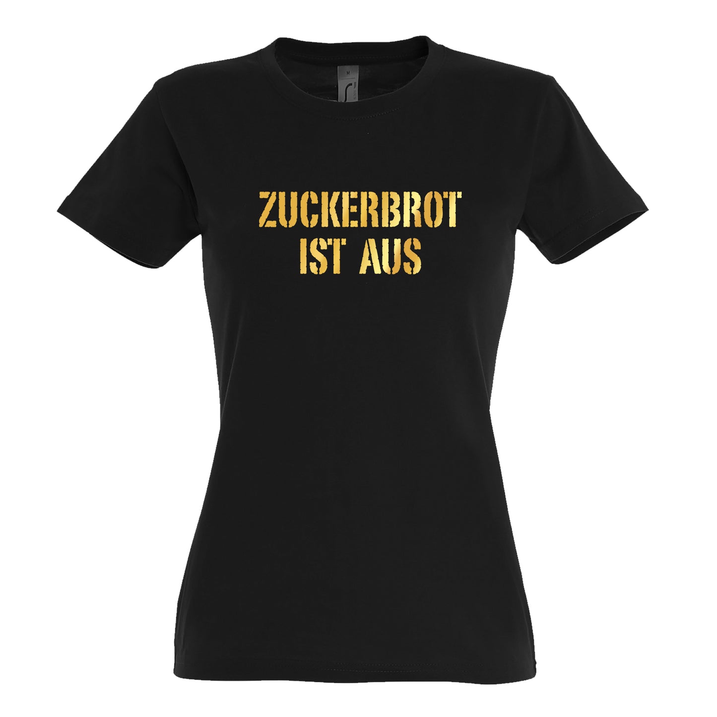 FairWear Damen T-Shirt 'ZUCKERBROT IST AUS!' Baumwolle