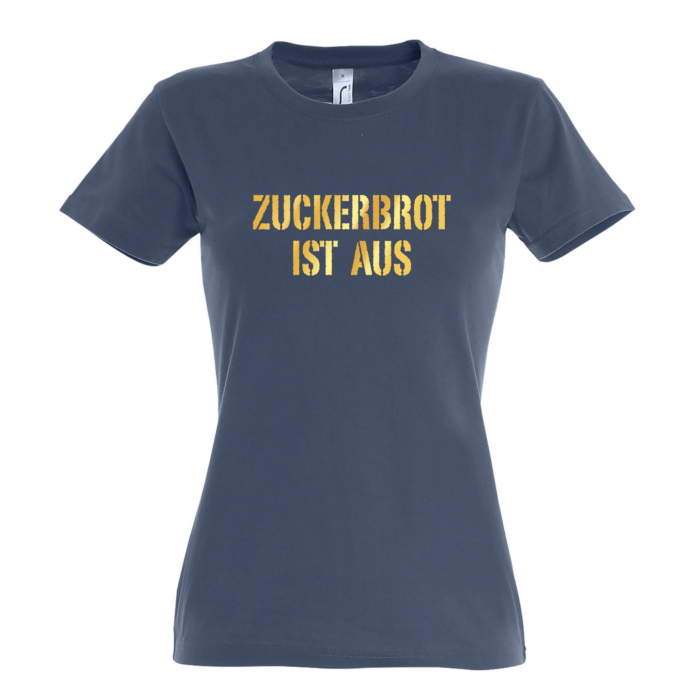 FairWear Damen T-Shirt 'ZUCKERBROT IST AUS!' Baumwolle