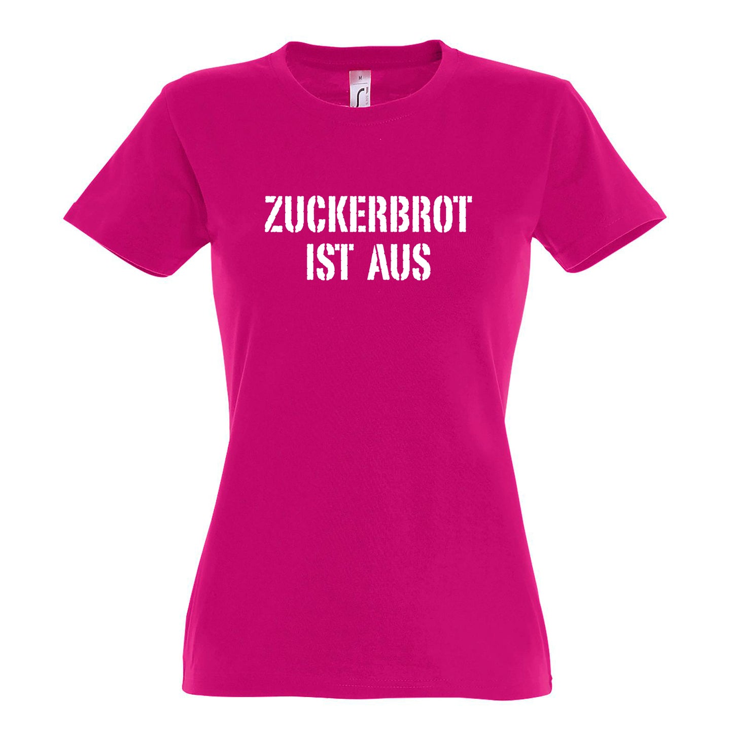 FairWear Damen T-Shirt 'ZUCKERBROT IST AUS!' Baumwolle