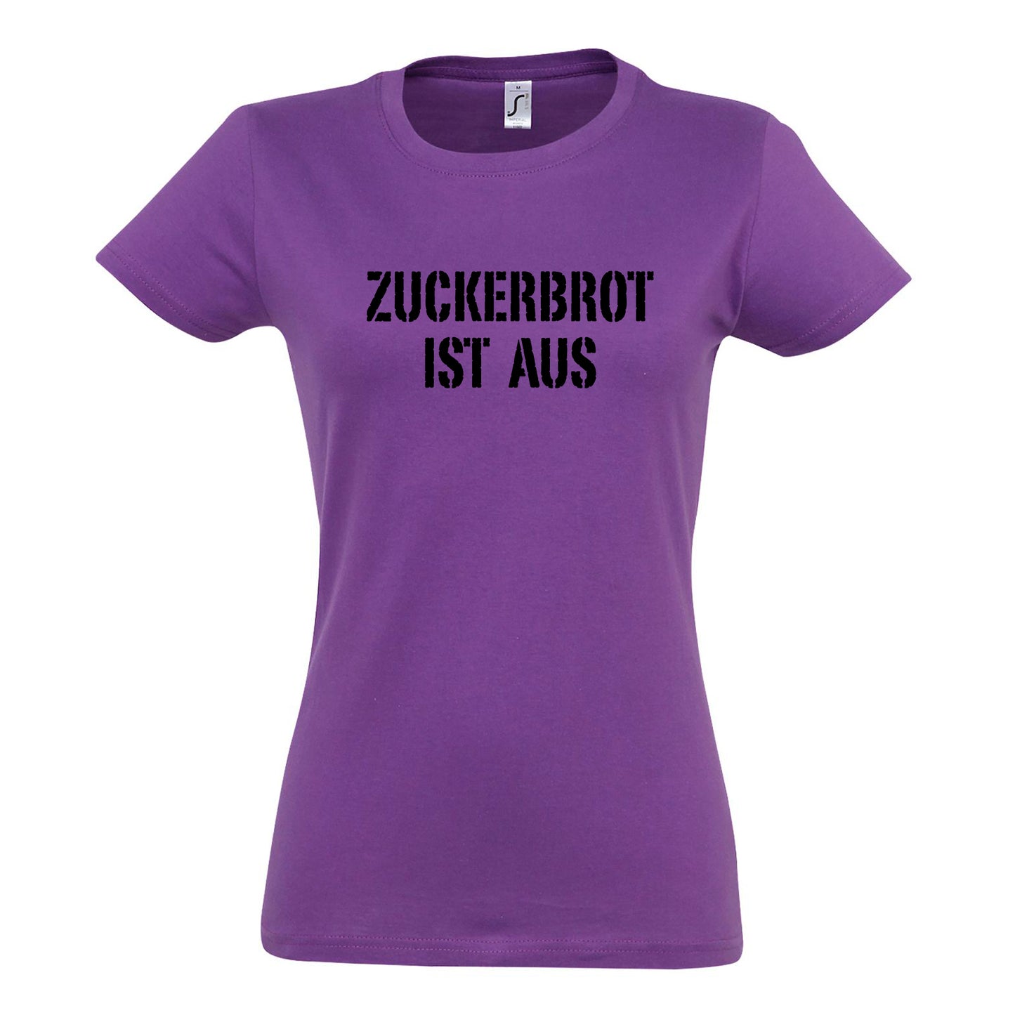 FairWear Damen T-Shirt 'ZUCKERBROT IST AUS!' Baumwolle