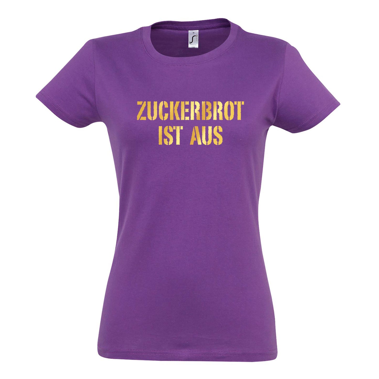 FairWear Damen T-Shirt 'ZUCKERBROT IST AUS!' Baumwolle