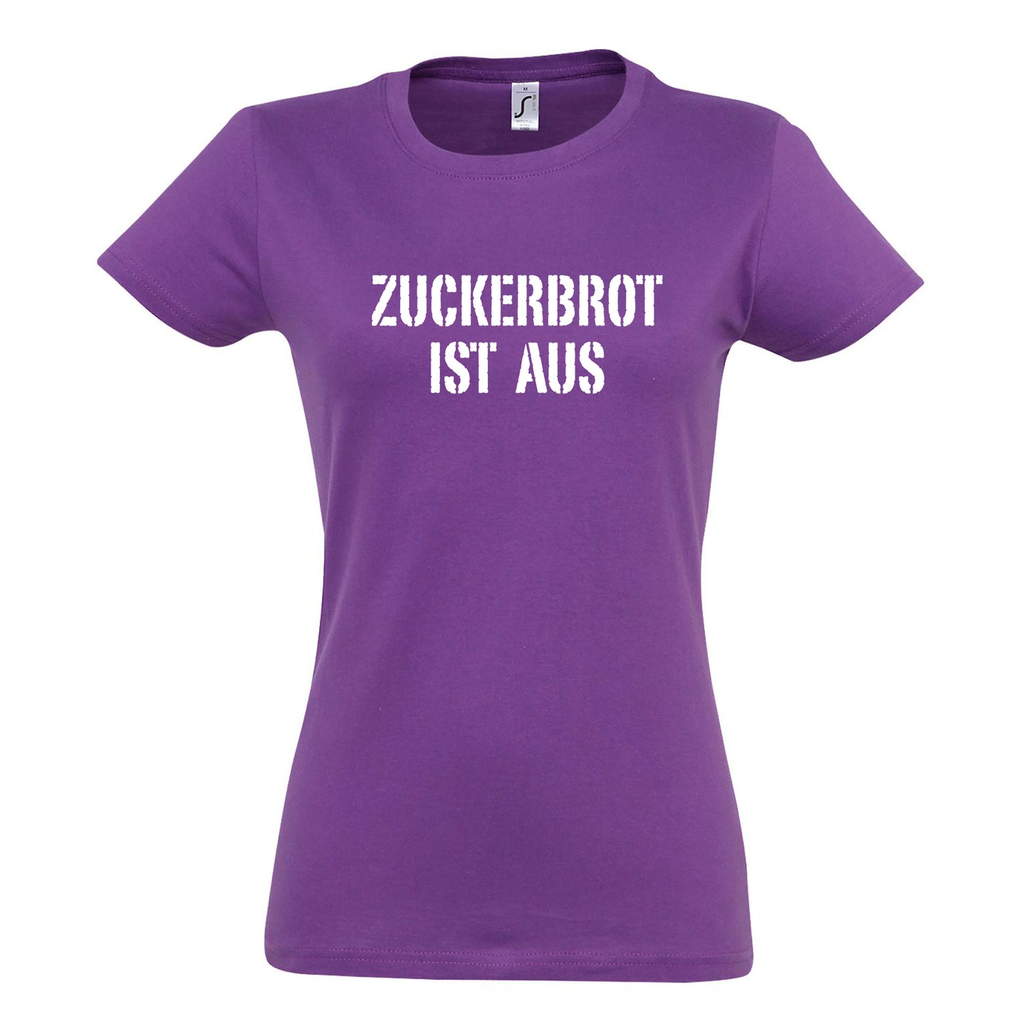 FairWear Damen T-Shirt 'ZUCKERBROT IST AUS!' Baumwolle