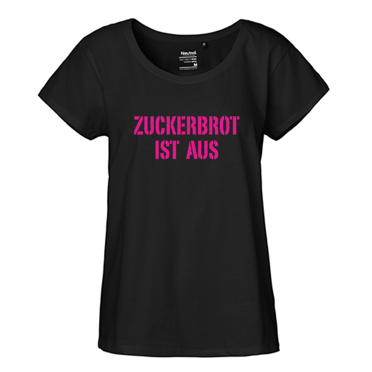 FairTrade Loose Fit | Oversize | Damen T-Shirt 'Zuckerbrot ist aus' Bio-Baumwolle