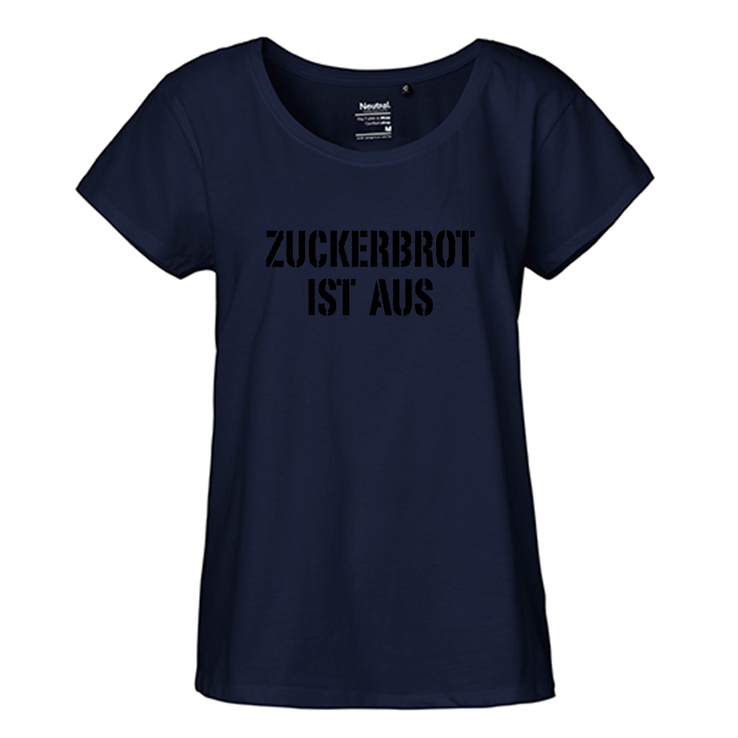 FairTrade Loose Fit | Oversize | Damen T-Shirt 'Zuckerbrot ist aus' Bio-Baumwolle