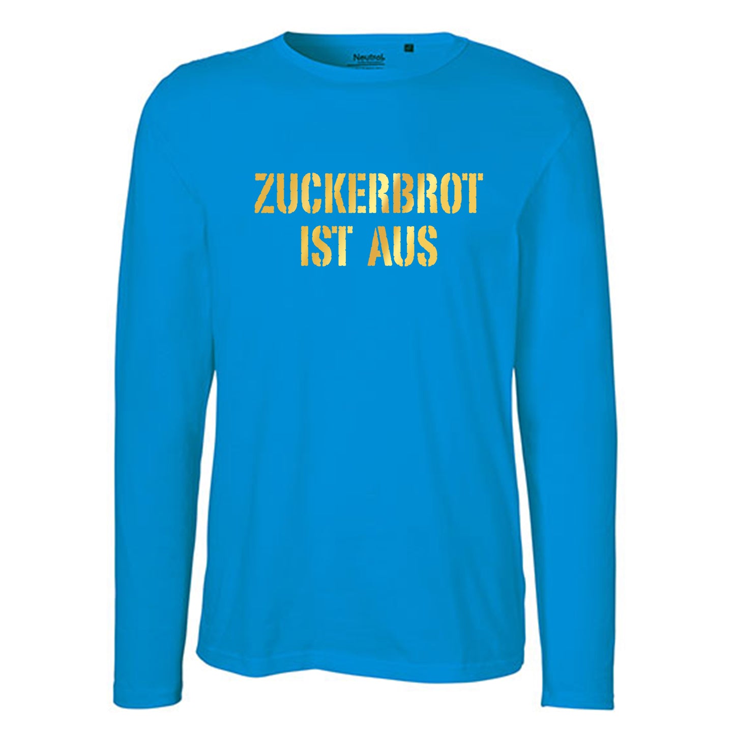 Herren FairTrade Longsleeve Shirt | Motiv "ZUCKERBROT IST AUS" | 100%  Bio-Baumwolle und aus nachhaltiger Produktion | Größen S-3XL