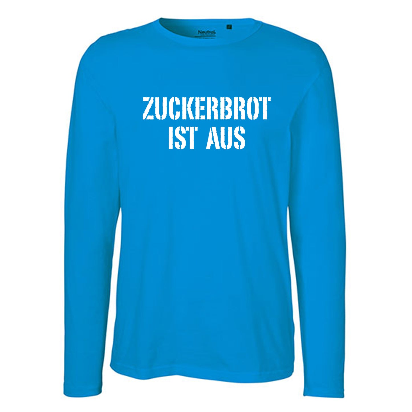 Herren FairTrade Longsleeve Shirt | Motiv "ZUCKERBROT IST AUS" | 100%  Bio-Baumwolle und aus nachhaltiger Produktion | Größen S-3XL