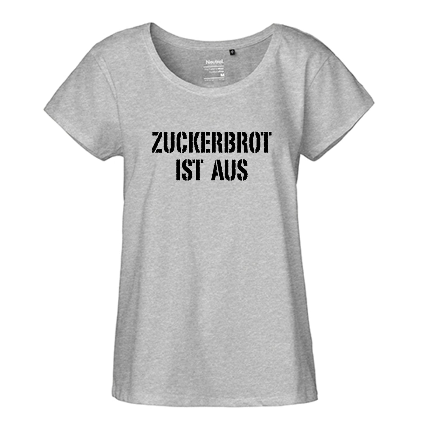 FairTrade Loose Fit | Oversize | Damen T-Shirt 'Zuckerbrot ist aus' Bio-Baumwolle