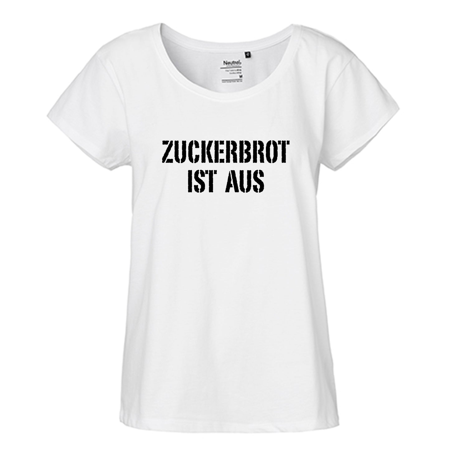 FairTrade Loose Fit | Oversize | Damen T-Shirt 'Zuckerbrot ist aus' Bio-Baumwolle