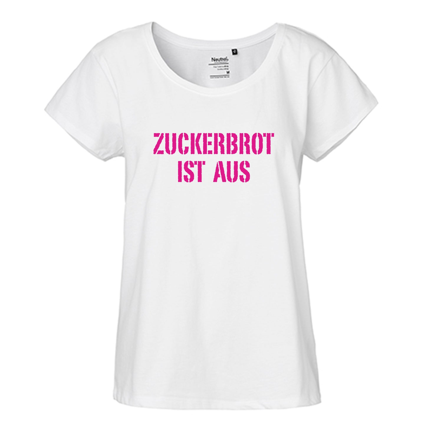 FairTrade Loose Fit | Oversize | Damen T-Shirt 'Zuckerbrot ist aus' Bio-Baumwolle