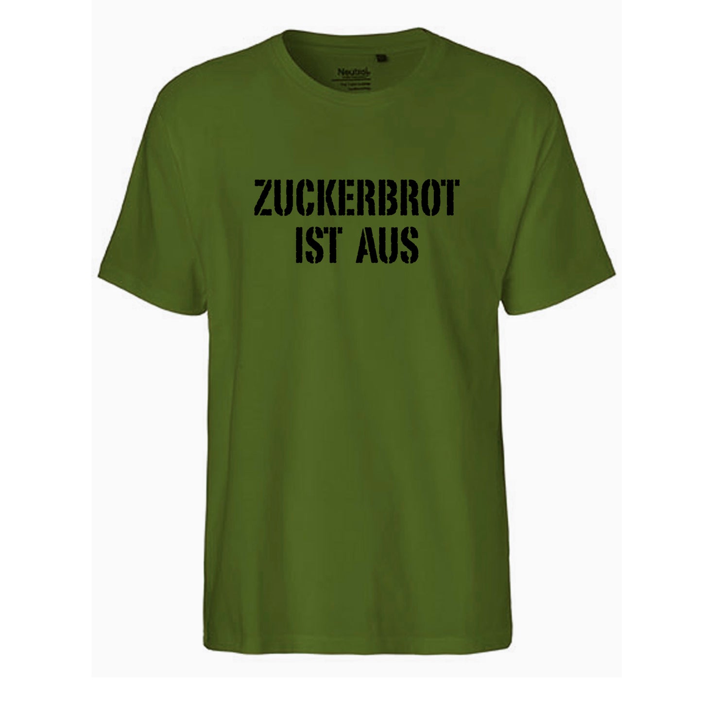 FairTrade Herren T-Shirt 'ZUCKERBROT IST AUS' Bio-Baumwolle