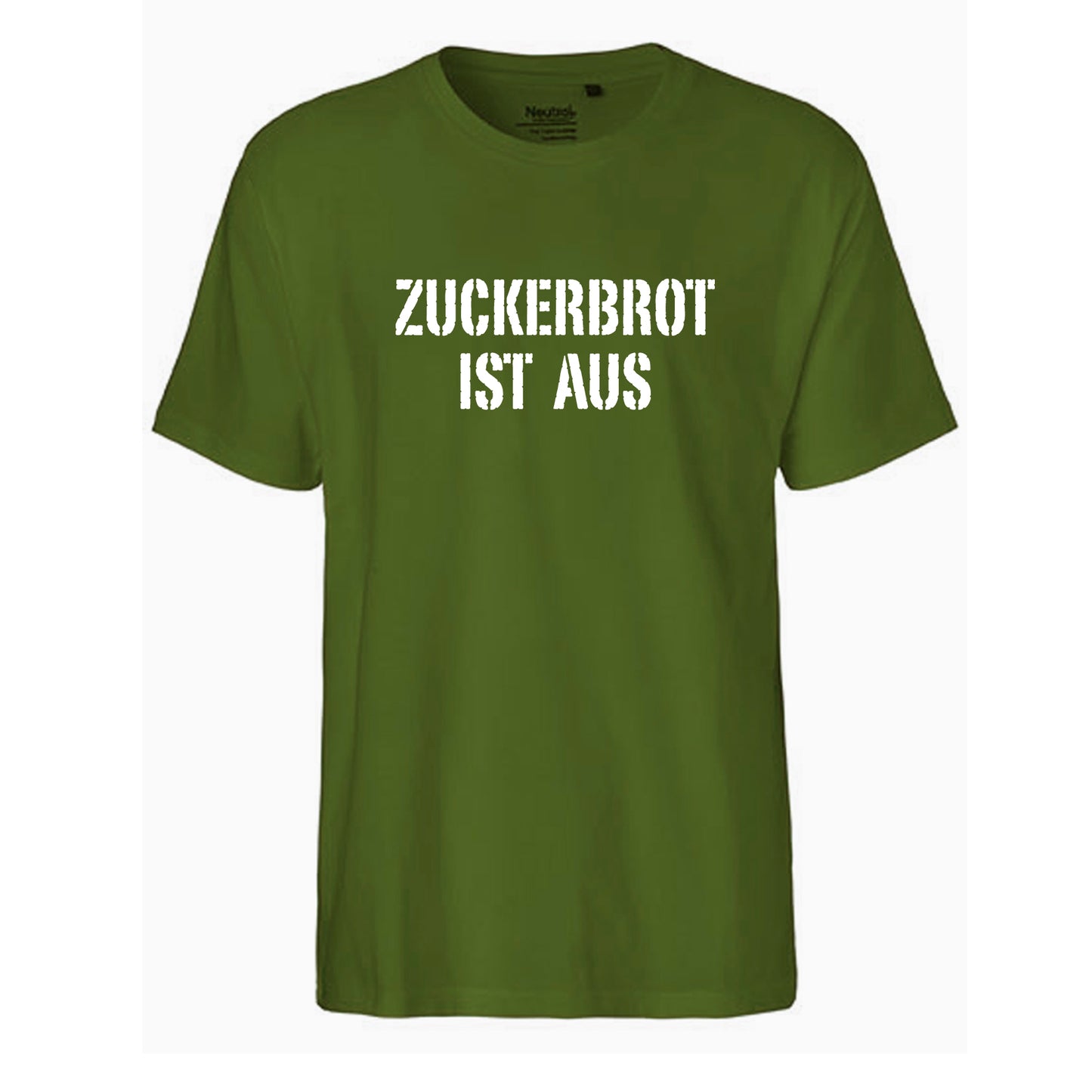 FairTrade Herren T-Shirt 'ZUCKERBROT IST AUS' Bio-Baumwolle