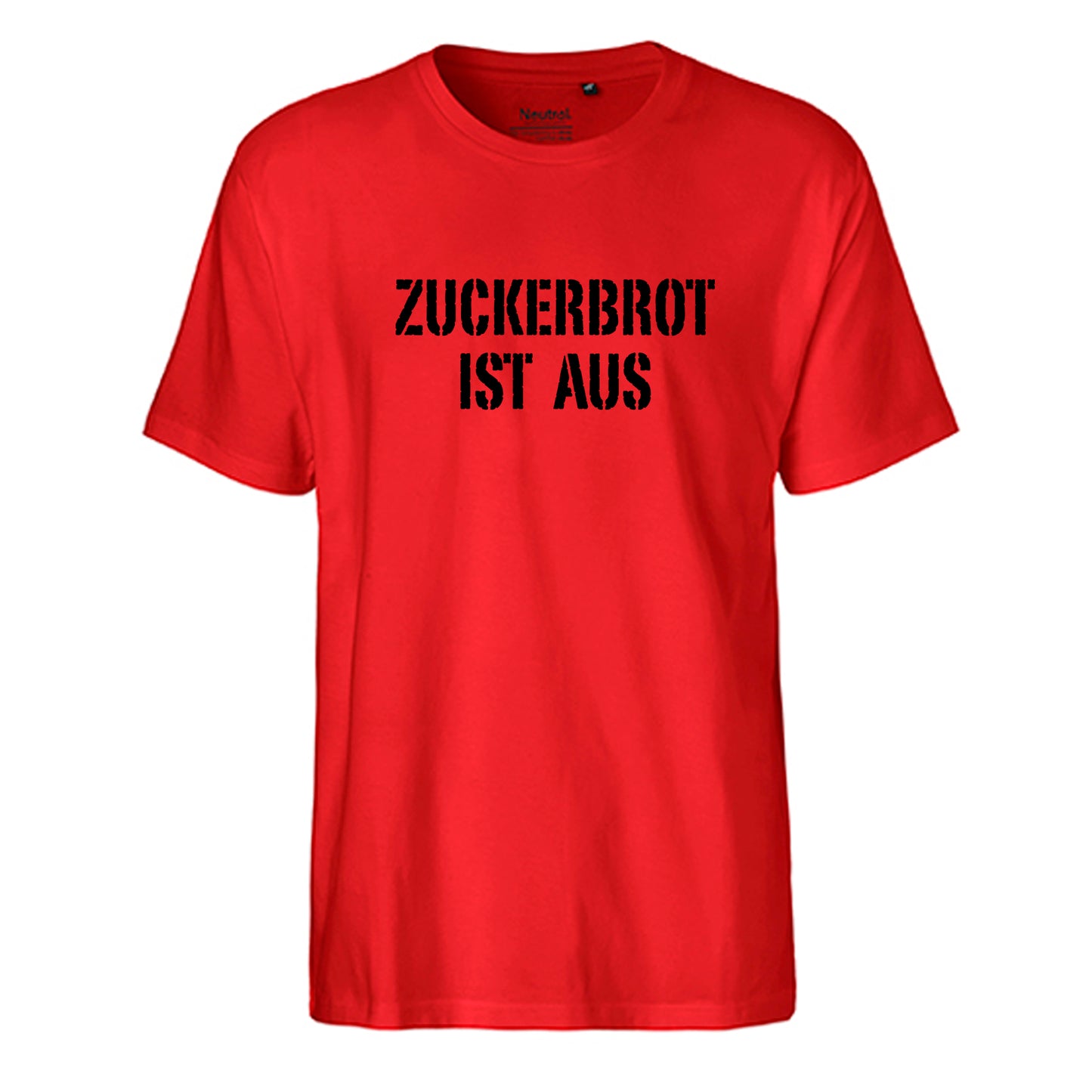 FairTrade Herren T-Shirt 'ZUCKERBROT IST AUS' Bio-Baumwolle