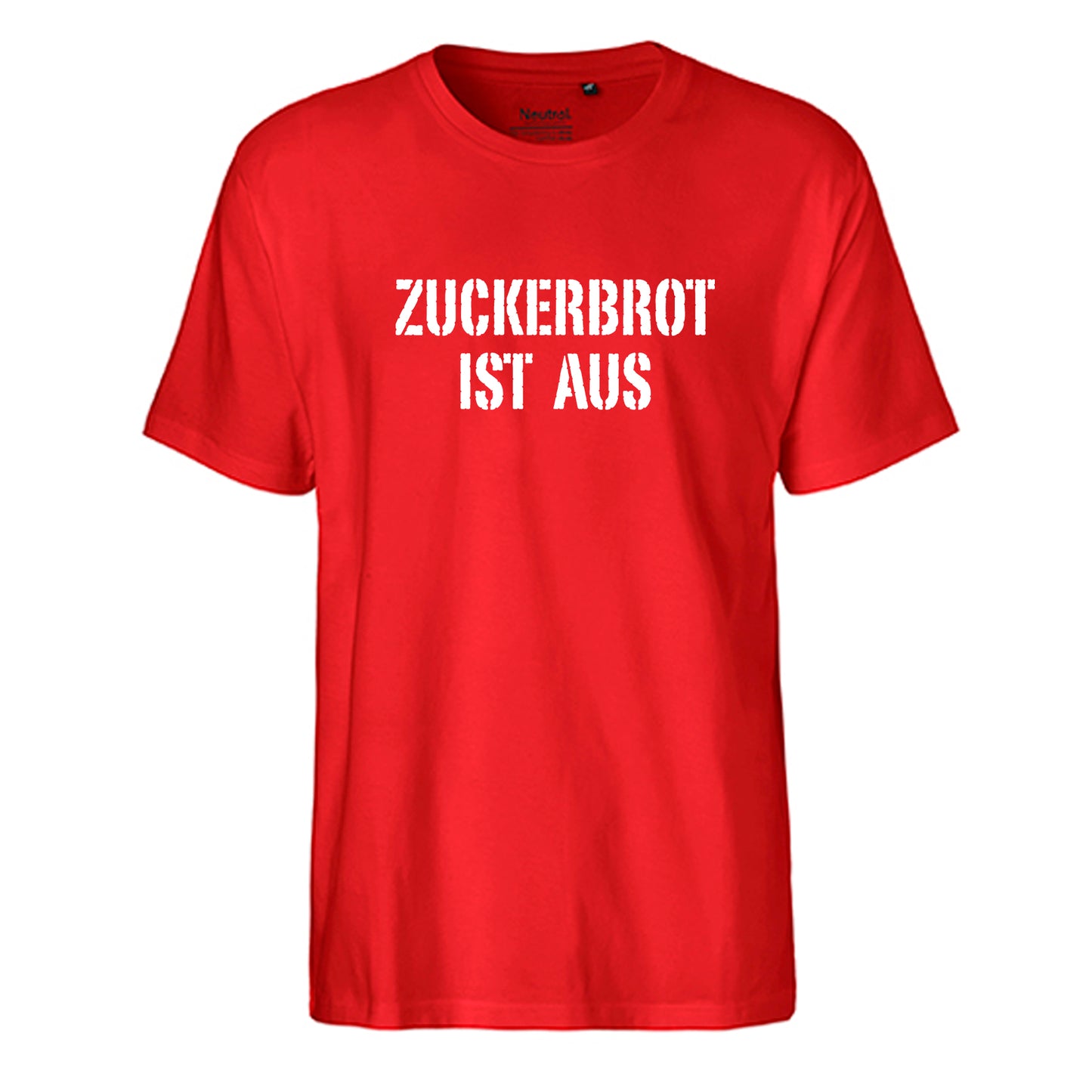 FairTrade Herren T-Shirt 'ZUCKERBROT IST AUS' Bio-Baumwolle