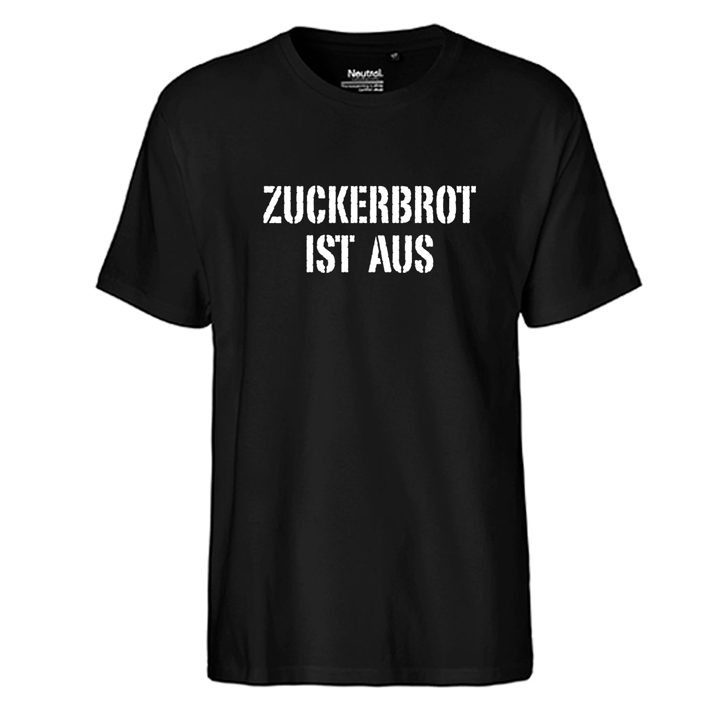 FairTrade Herren T-Shirt 'ZUCKERBROT IST AUS' Bio-Baumwolle