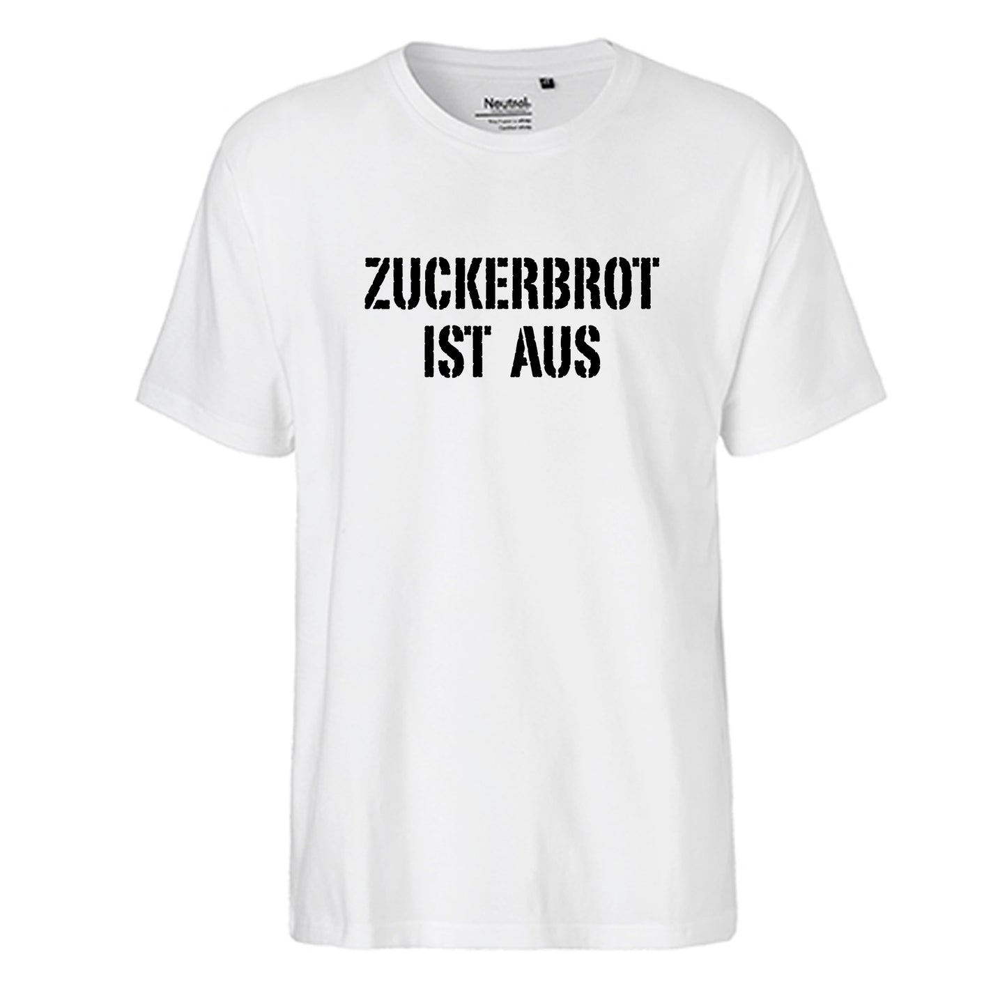 FairTrade Herren T-Shirt 'ZUCKERBROT IST AUS' Bio-Baumwolle