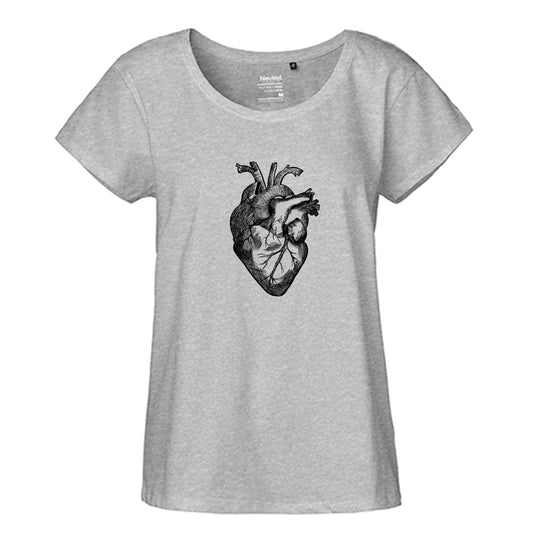 FairTrade Loose Fit Damen T-Shirt 'Herz anatomisch' Bio-Baumwolle