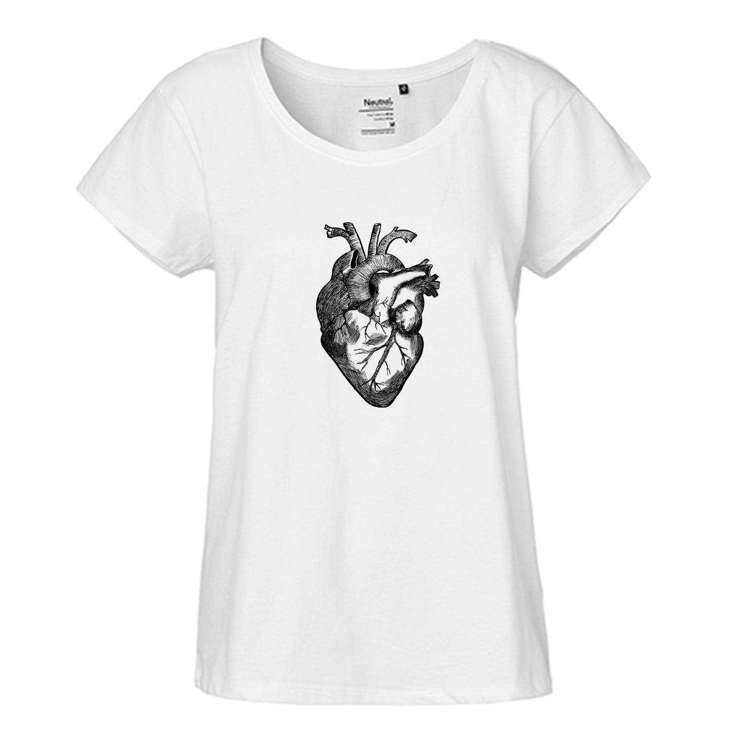 FairTrade Loose Fit Damen T-Shirt 'Herz anatomisch' Bio-Baumwolle