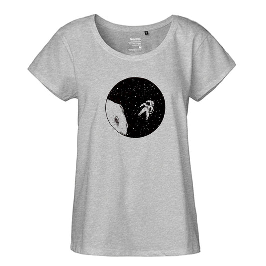 FairTrade Loose Fit Damen T-Shirt 'Astronaut gezeichnet' Bio-Baumwolle