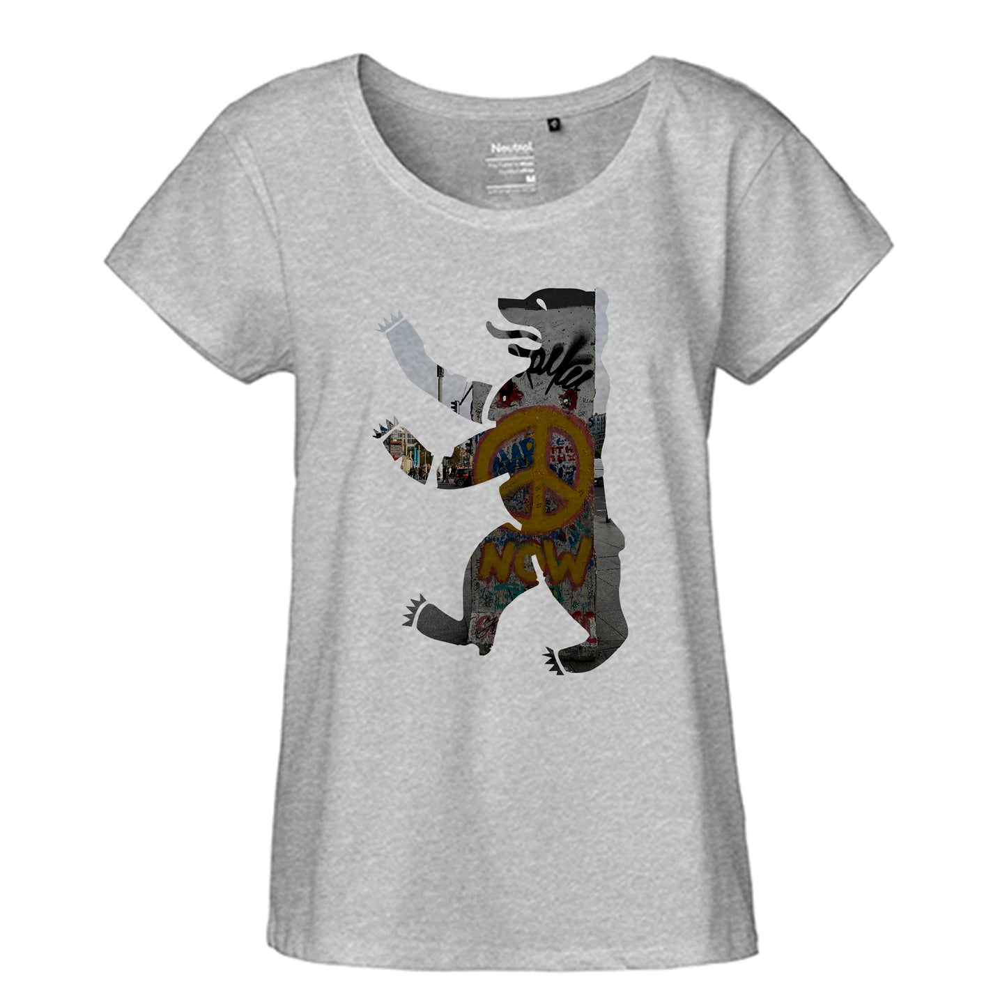 FairTrade Loose Fit Ladies T-Shirt 'Bear Peace' organic cotton