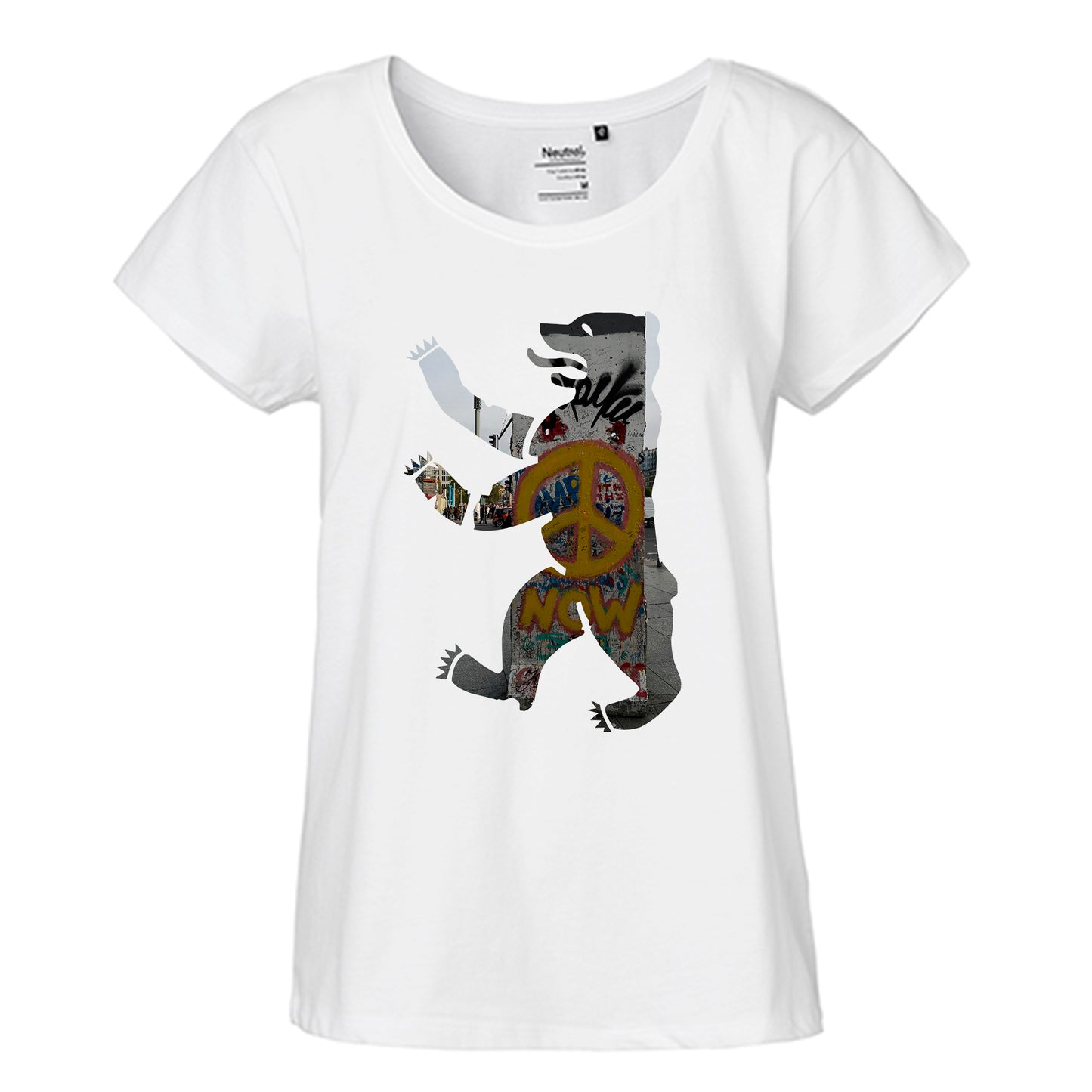 FairTrade Loose Fit Ladies T-Shirt 'Bear Peace' organic cotton