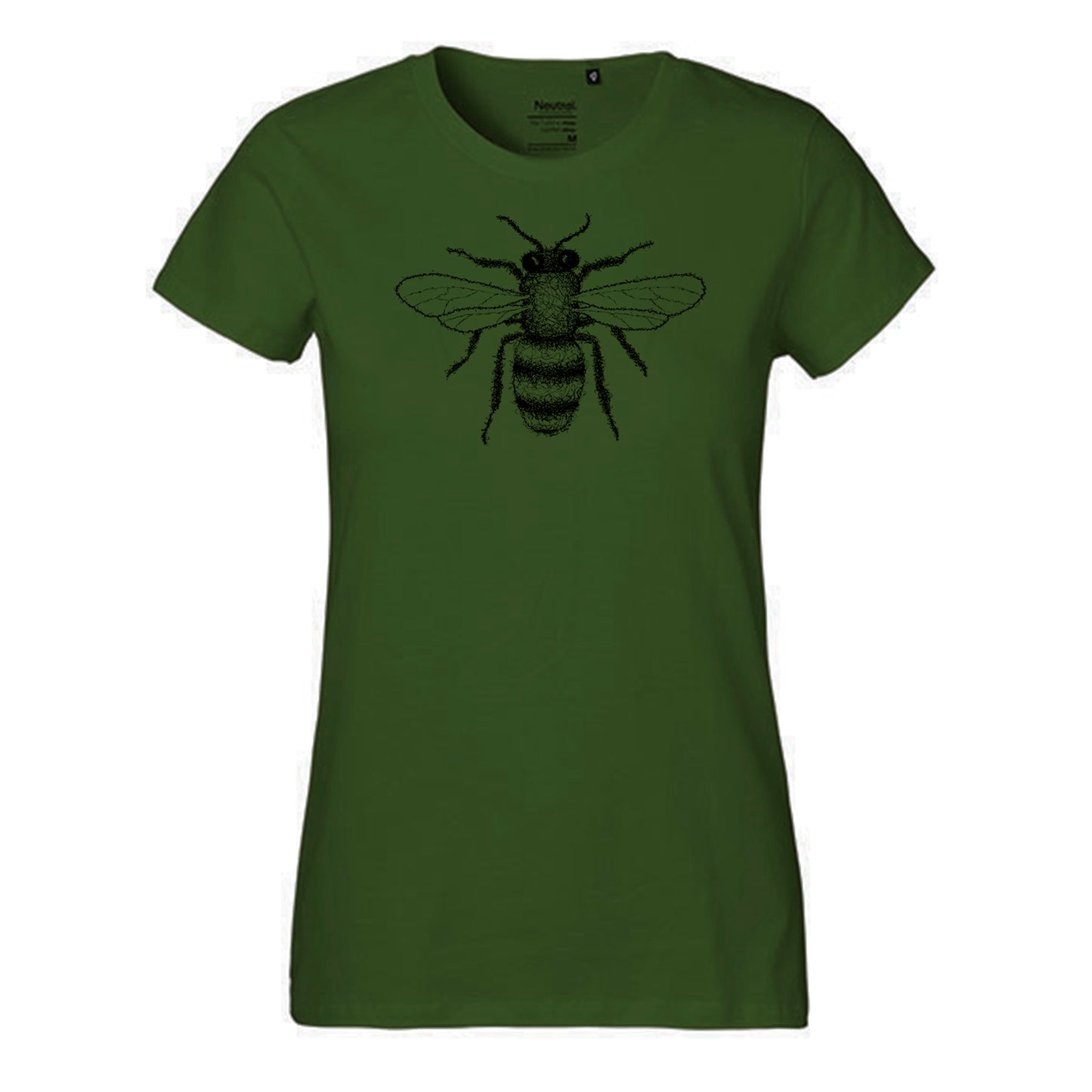 Fair-trade women's t-shirt 'bee drawn' 100% organic cotton