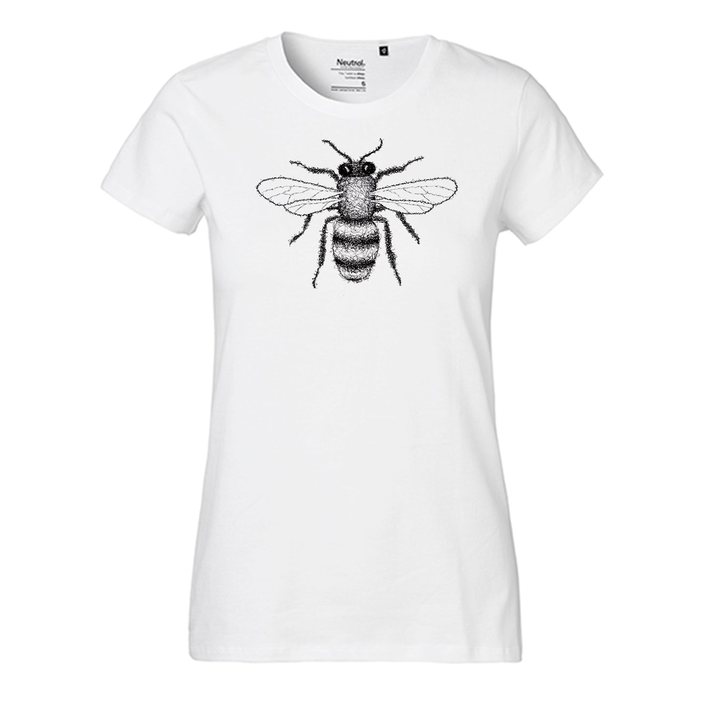 Fair-trade women's t-shirt 'bee drawn' 100% organic cotton