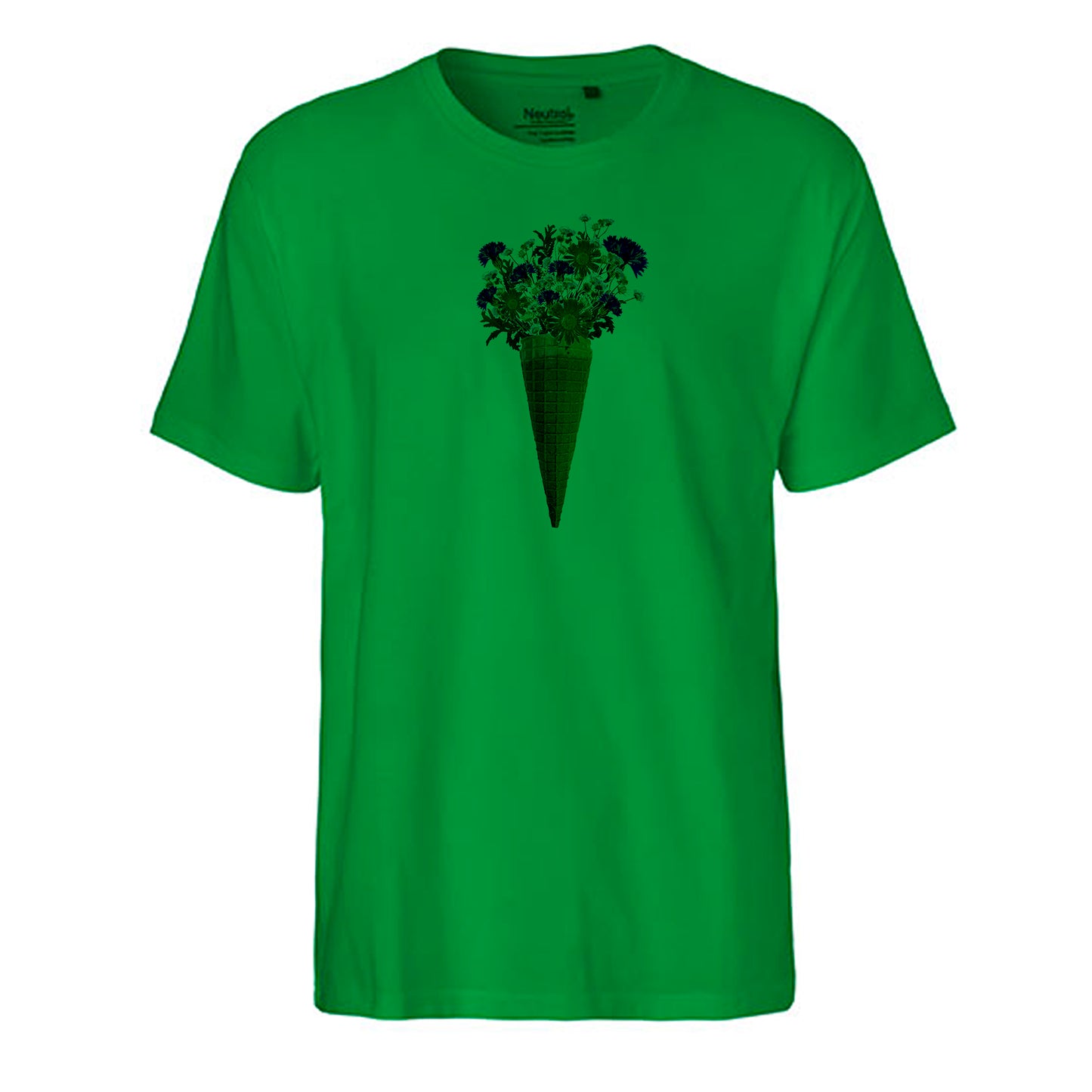 FairTrade Herren T-Shirt 'Blumen Eiswaffel gezeichnet' Bio-Baumwolle