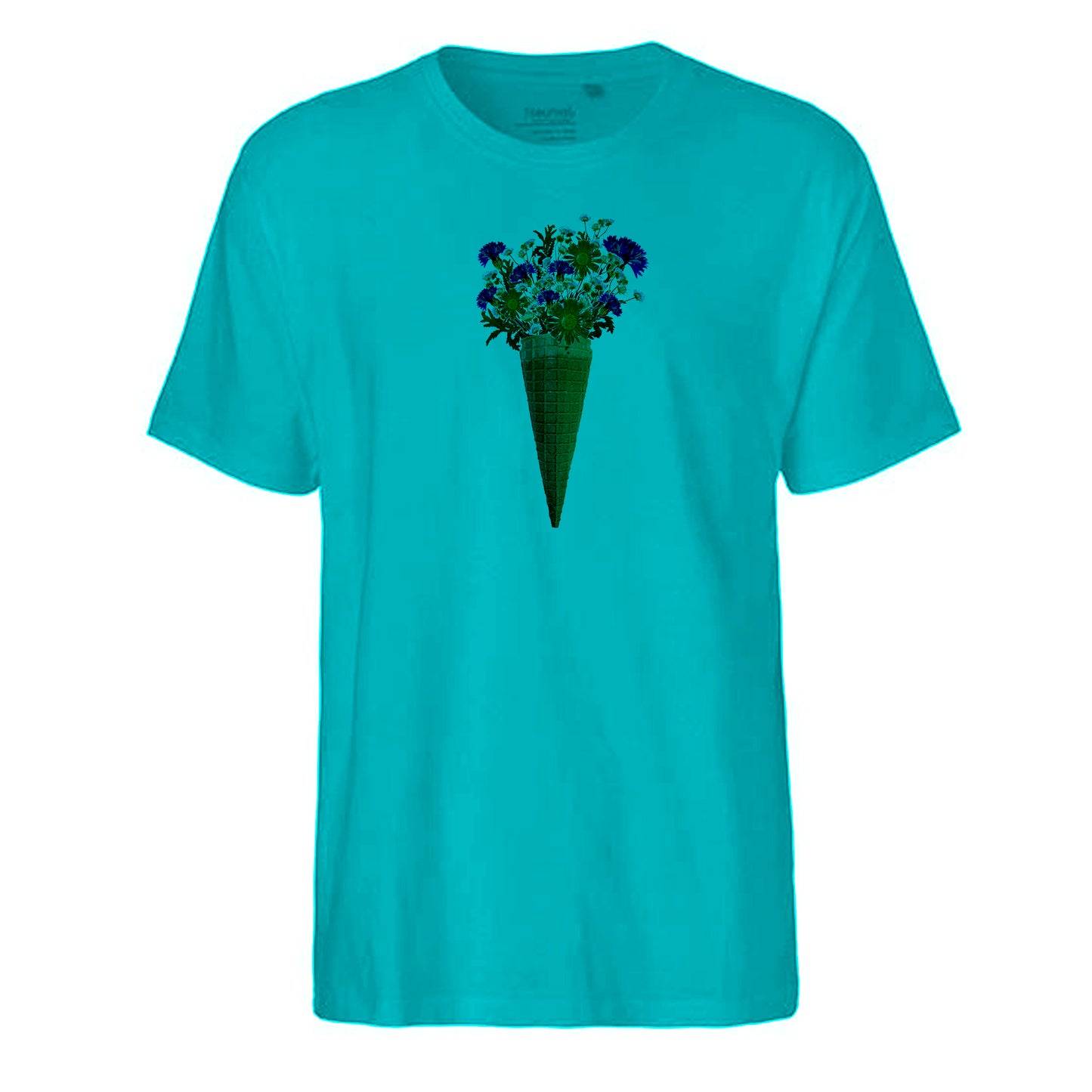 FairTrade Herren T-Shirt 'Blumen Eiswaffel gezeichnet' Bio-Baumwolle