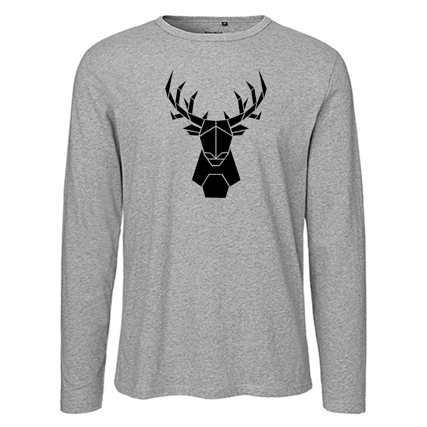 Herren FairTrade Longsleeve Shirt | Motiv "Hirsch origami" | 100%  Bio-Baumwolle und aus nachhaltiger Produktion | Größen S-3XL