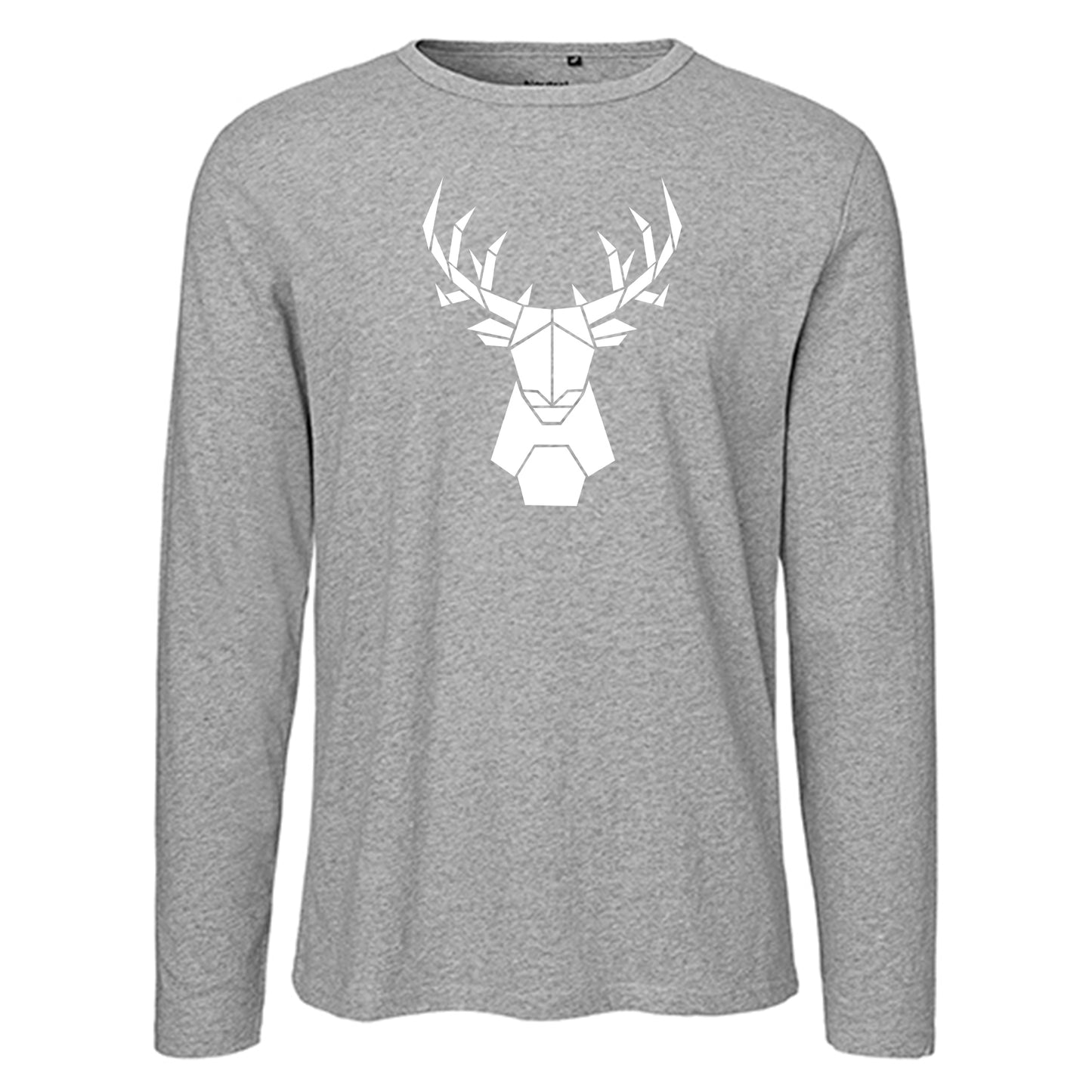 Herren FairTrade Longsleeve Shirt | Motiv "Hirsch origami" | 100%  Bio-Baumwolle und aus nachhaltiger Produktion | Größen S-3XL